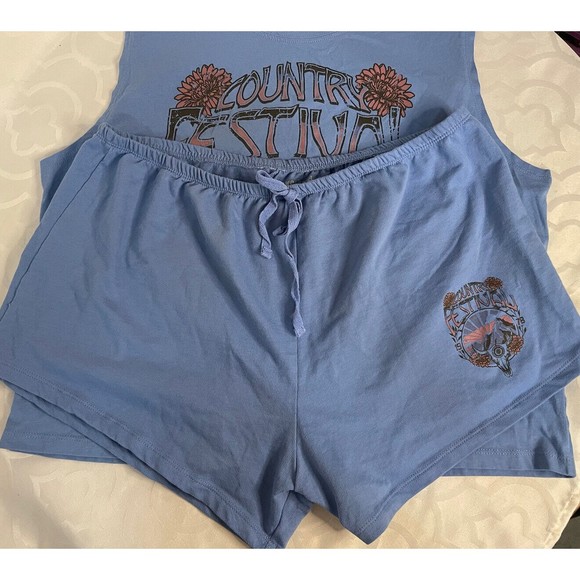 Weekend Soul Blue Shorts & Tank Top Pajama Set "Country Festival" Size XL - Picture 6 of 8